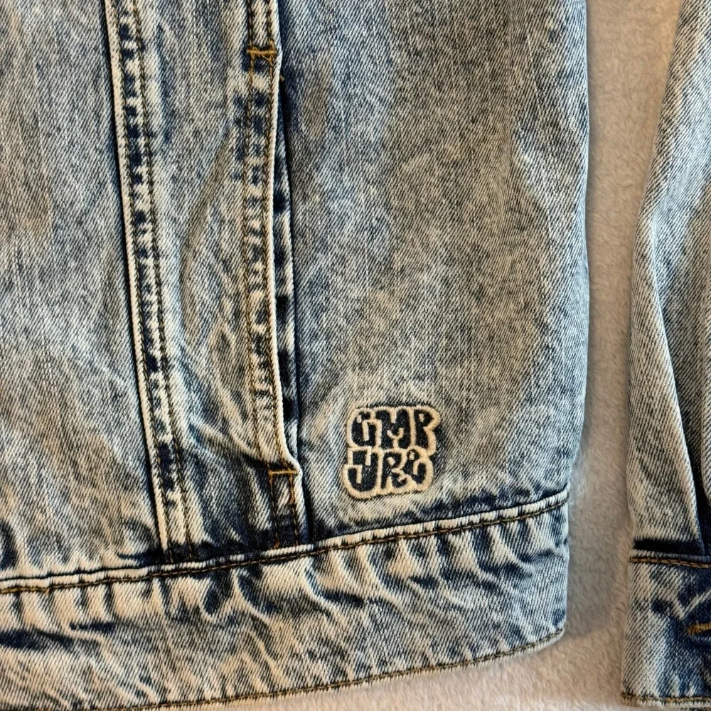 Empyre Acid Wash Denim Jacket Blue XS Cropped Trucker Jean Jacket Cotton